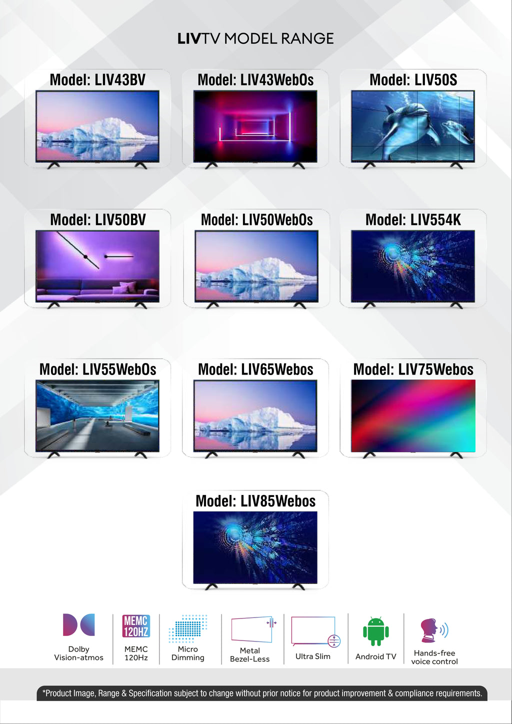 55” 4K SMART BEZEL LESS PREMIUM WebOS LIV 55F 4K WebOS FHD